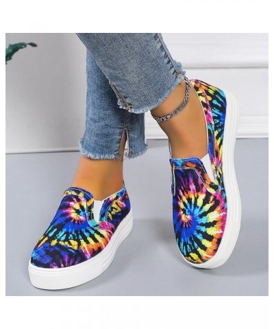 Walking Shoes for Women Canvas Sneakers Slip On Shoes Lace Up Loafers Lightweight Running Shoes Z 12-multicolor $13.05 Athlet...