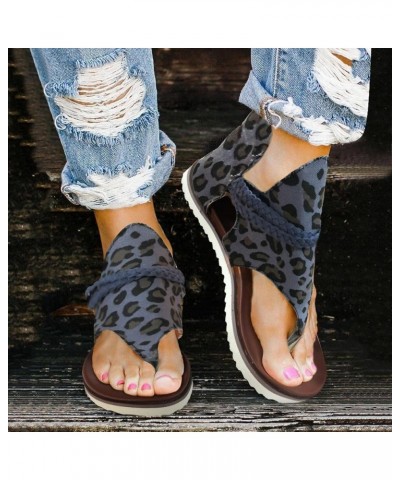 4th of July Posh Gladiator Sandals for Women Comfy Flat Flip Flops Sandals Summer Slip On Shoes with Zipper B03-blue $10.79 S...