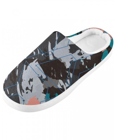 Abstract Urban Camouflage Blue Orange Cotton Slippers For Women Soft Warm Memory Foam Memory Foam Slipper Foam Slippers for B...