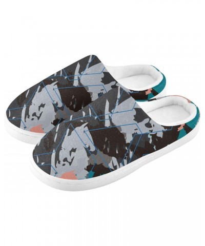 Abstract Urban Camouflage Blue Orange Cotton Slippers For Women Soft Warm Memory Foam Memory Foam Slipper Foam Slippers for B...