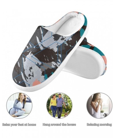 Abstract Urban Camouflage Blue Orange Cotton Slippers For Women Soft Warm Memory Foam Memory Foam Slipper Foam Slippers for B...