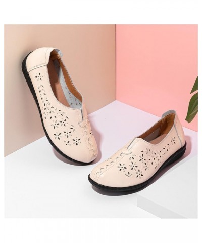 Loafers for Women Flats Dressy Comfortable Hollow Out Round Toe Flats Shoes for Women Slip on Leather Classic Ballet Walking ...