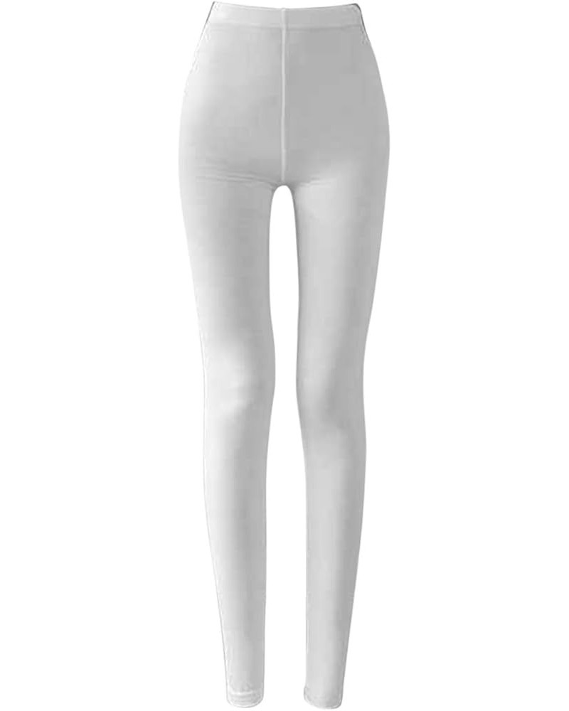 Women's Warm Leggings Plus Size High Waisted Hip Lifting Stretch Slim Faux Denim Yoga Pants Fitness Bottom White-c $20.88 Out...