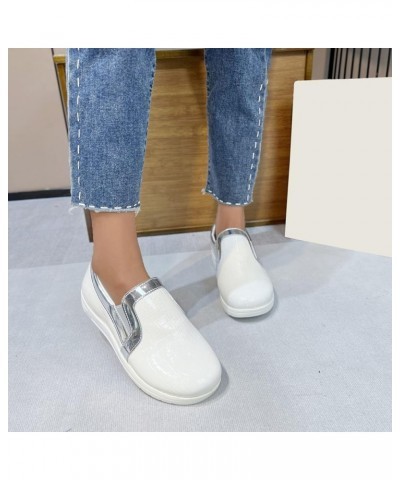 Ladies Fashion Color Matching Leather Upper Comfortable Flat Casual Shoes Strap Thong White $15.13 Outdoor Shoes