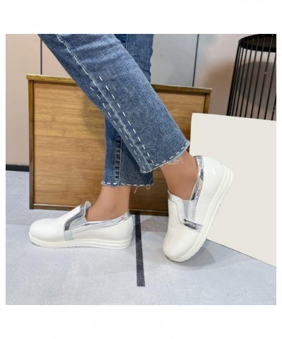 Ladies Fashion Color Matching Leather Upper Comfortable Flat Casual Shoes Strap Thong White $15.13 Outdoor Shoes