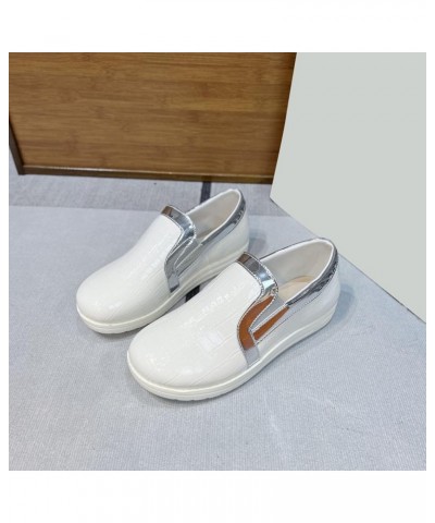 Ladies Fashion Color Matching Leather Upper Comfortable Flat Casual Shoes Strap Thong White $15.13 Outdoor Shoes