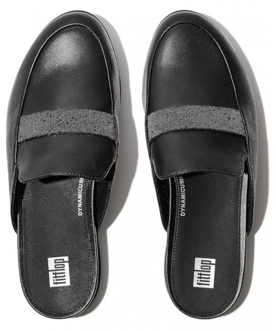 Women's Gracie Opul-Trim Leather Mules Black $31.95 Mules & Clogs