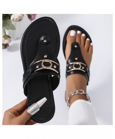 Women's Flip Flops Flat Thong Slippers Low Heel Sandals Indoor Outdoor Home Fashionable Slippers Black $10.71 Slippers