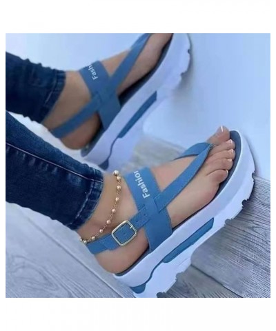 Orthopedic Sandals For Women Dressy Wedge Platform Sandals Ankle Strap Summer Shoes Casual Comfortable Walking Shoes Blue $11...