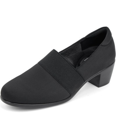 Women's Heeled Shoes, Comfortable Elastic Low Block Chunky Heels Pumps Black Lc $38.24 Pumps