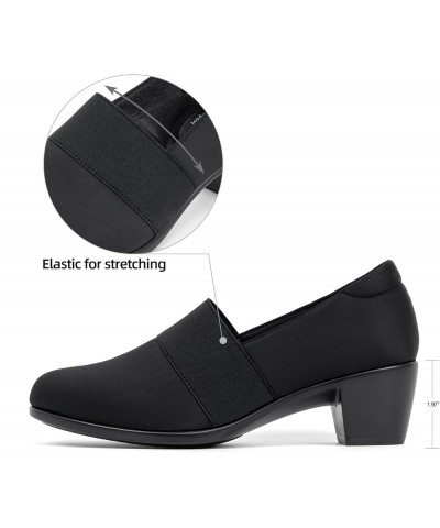 Women's Heeled Shoes, Comfortable Elastic Low Block Chunky Heels Pumps Black Lc $38.24 Pumps