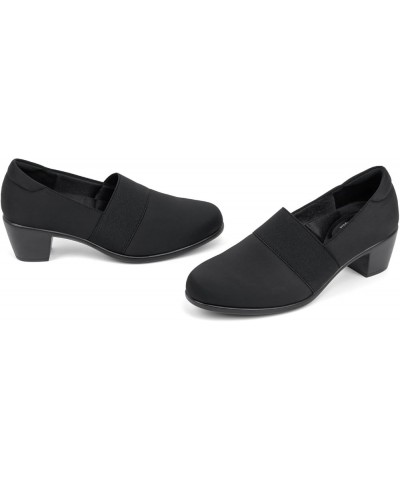 Women's Heeled Shoes, Comfortable Elastic Low Block Chunky Heels Pumps Black Lc $38.24 Pumps