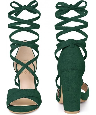 Strappy Chunky Heels Lace Up Sandals for Women Green $21.19 Sandals