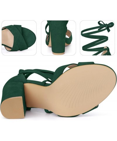 Strappy Chunky Heels Lace Up Sandals for Women Green $21.19 Sandals