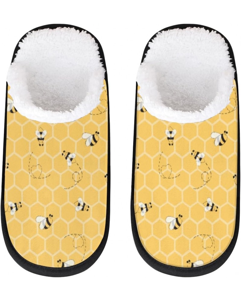 Cartoon Bee House Slippers for Women Men Honeycomb Fuzzy Non Slip Slider Slipper for Everyday Home Bedroom Shoes Indoor $12.5...