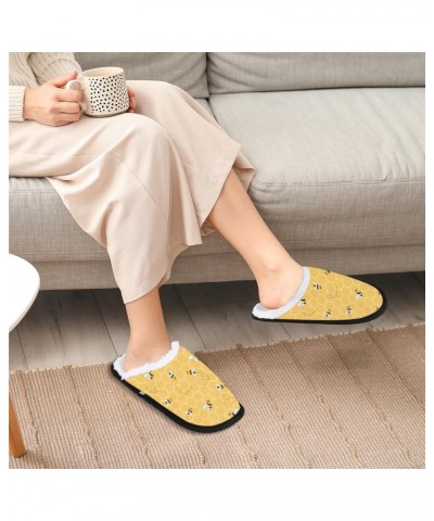 Cartoon Bee House Slippers for Women Men Honeycomb Fuzzy Non Slip Slider Slipper for Everyday Home Bedroom Shoes Indoor $12.5...