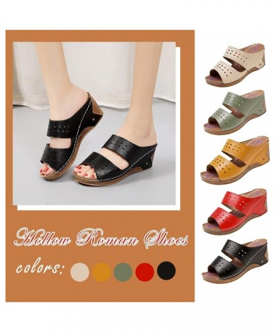 Fashion Hollow Out Wedge Sandals for Women, Womens Summer Comfortable Casual Platform Shoes Yellow $16.37 Sandals