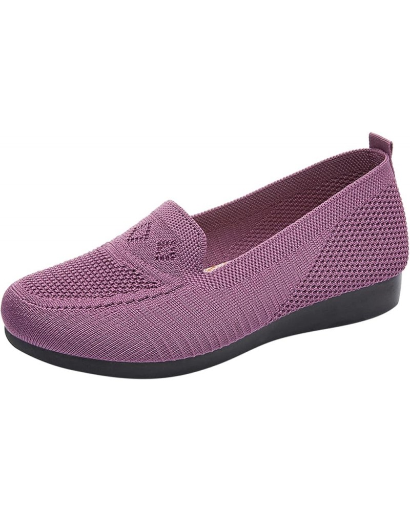 Canvas Slip On Sneakers Running Sneakers for Women Womens Sneakers Sock Driving Loafers Purple $13.88 Athletic Shoes