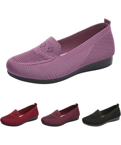 Canvas Slip On Sneakers Running Sneakers for Women Womens Sneakers Sock Driving Loafers Purple $13.88 Athletic Shoes