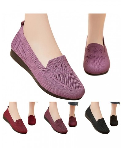 Canvas Slip On Sneakers Running Sneakers for Women Womens Sneakers Sock Driving Loafers Purple $13.88 Athletic Shoes