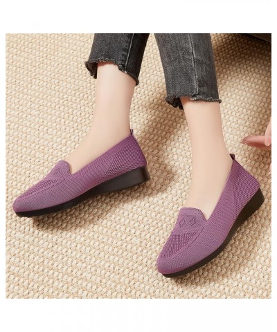 Canvas Slip On Sneakers Running Sneakers for Women Womens Sneakers Sock Driving Loafers Purple $13.88 Athletic Shoes