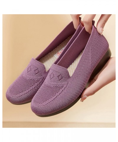 Canvas Slip On Sneakers Running Sneakers for Women Womens Sneakers Sock Driving Loafers Purple $13.88 Athletic Shoes