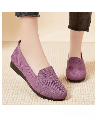 Canvas Slip On Sneakers Running Sneakers for Women Womens Sneakers Sock Driving Loafers Purple $13.88 Athletic Shoes