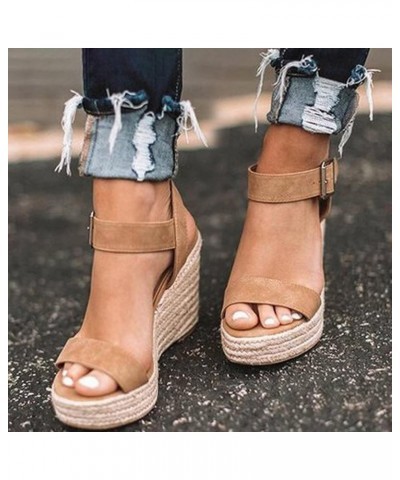 Platform Sandals Women Dressy, Summer Sandals for Women 2024 Casaul Open Toe Espadrille Platform Sandals Shoes Brown $16.02 S...