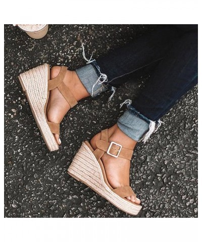 Platform Sandals Women Dressy, Summer Sandals for Women 2024 Casaul Open Toe Espadrille Platform Sandals Shoes Brown $16.02 S...