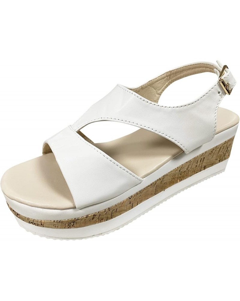 Womens Wedge Flip Flops Sandals women wedge sandals Platform Wedge Sandals closed toe wedges shoes for women Z 05-white $12.1...