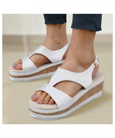 Womens Wedge Flip Flops Sandals women wedge sandals Platform Wedge Sandals closed toe wedges shoes for women Z 05-white $12.1...