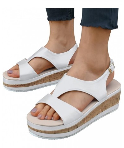 Womens Wedge Flip Flops Sandals women wedge sandals Platform Wedge Sandals closed toe wedges shoes for women Z 05-white $12.1...