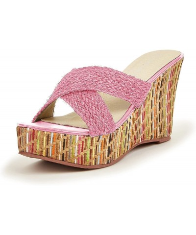 Wedge Sandals for Women Casual Summer Slide Platform Sandals Pink $9.35 Sandals