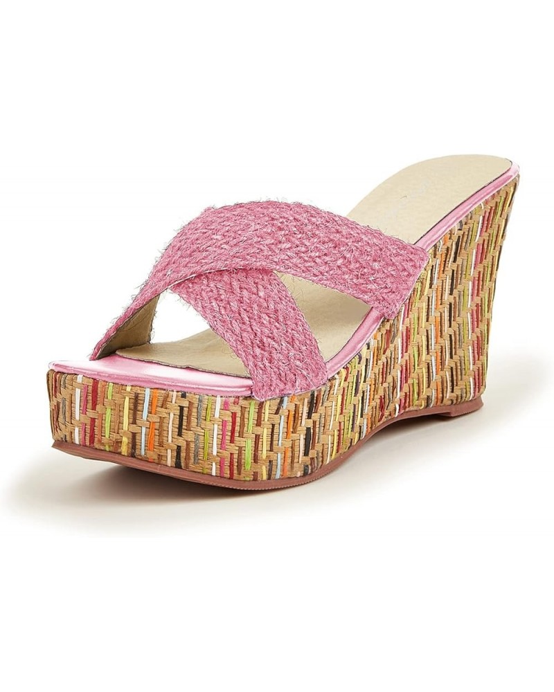 Wedge Sandals for Women Casual Summer Slide Platform Sandals Pink $9.35 Sandals