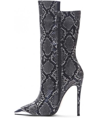 Fashion Stiletto Heels Women Western Boots Snake-grey-12cm 2 $38.70 Boots