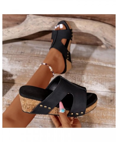 Flip Flops For Women Size 8 Slippers Indoor Women'S Heeled Sandals Slides Comfy Sandals For Women Sandals Com Black-f $11.00 ...