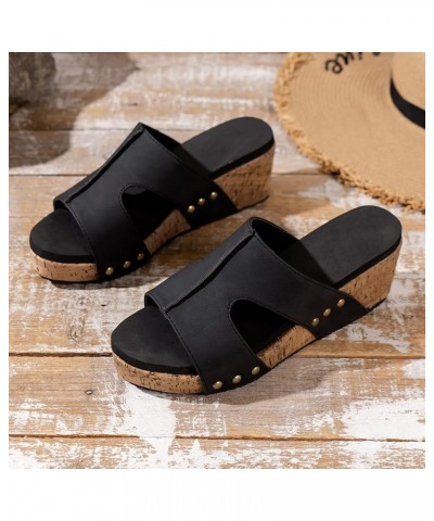 Flip Flops For Women Size 8 Slippers Indoor Women'S Heeled Sandals Slides Comfy Sandals For Women Sandals Com Black-f $11.00 ...