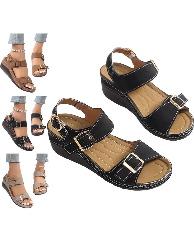 Women's Platform Sandals Wedge Ankle Strap Open Toe Sandals, Womens Orthopedic Sandals with Arch Support and Back Strap Summe...