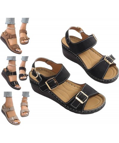 Women's Platform Sandals Wedge Ankle Strap Open Toe Sandals, Womens Orthopedic Sandals with Arch Support and Back Strap Summe...