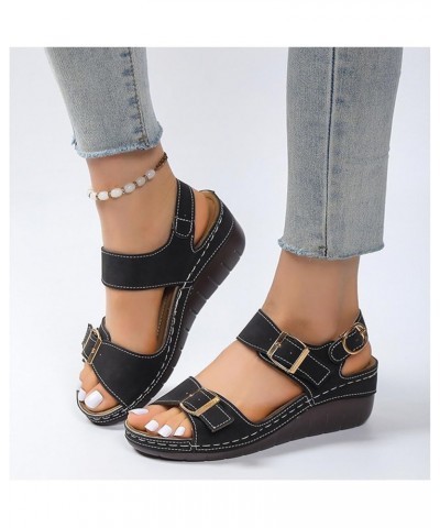 Women's Platform Sandals Wedge Ankle Strap Open Toe Sandals, Womens Orthopedic Sandals with Arch Support and Back Strap Summe...