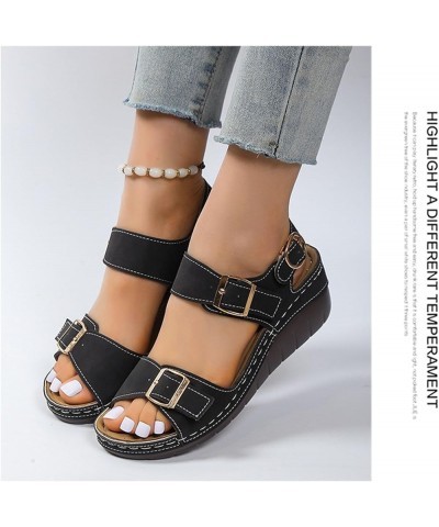 Women's Platform Sandals Wedge Ankle Strap Open Toe Sandals, Womens Orthopedic Sandals with Arch Support and Back Strap Summe...