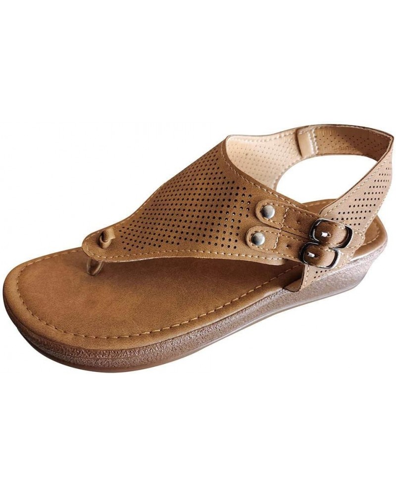 Sandals for Women Dressy Summer, Womens Sandals Comfortable Flip Flops Buckle Strap Summer Travel Beach Sandals Khaki $12.87 ...