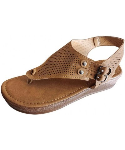 Sandals for Women Dressy Summer, Womens Sandals Comfortable Flip Flops Buckle Strap Summer Travel Beach Sandals Khaki $12.87 ...