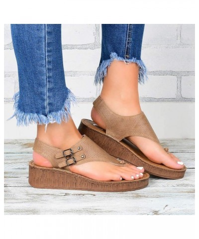 Sandals for Women Dressy Summer, Womens Sandals Comfortable Flip Flops Buckle Strap Summer Travel Beach Sandals Khaki $12.87 ...