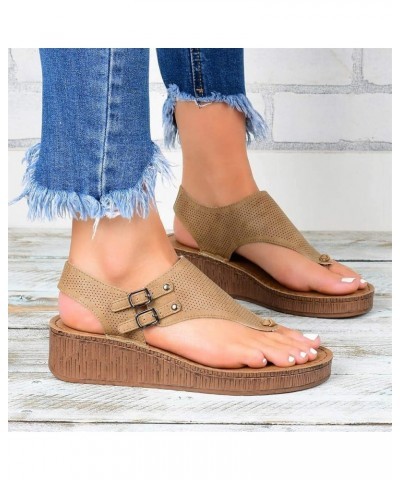 Sandals for Women Dressy Summer, Womens Sandals Comfortable Flip Flops Buckle Strap Summer Travel Beach Sandals Khaki $12.87 ...