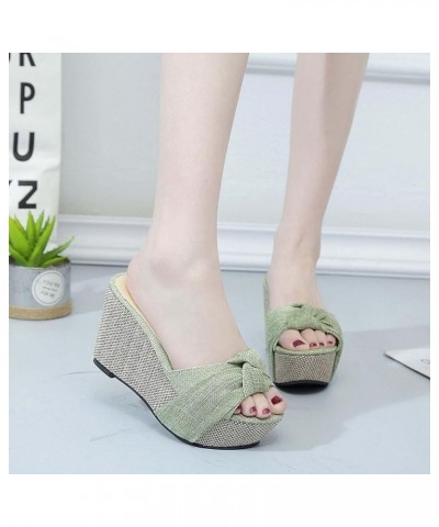 Women's Summer Wedge Platform Sandals Fashion One Word Twisted Lace Strap Open Toe Backless High-Heeled Slippers Comfortable ...