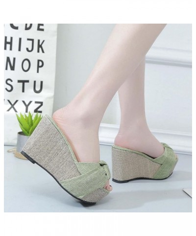 Women's Summer Wedge Platform Sandals Fashion One Word Twisted Lace Strap Open Toe Backless High-Heeled Slippers Comfortable ...