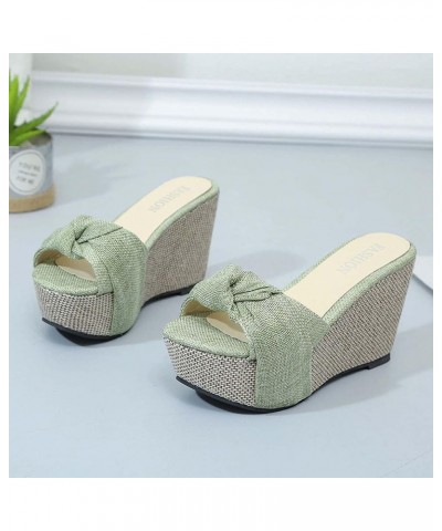 Women's Summer Wedge Platform Sandals Fashion One Word Twisted Lace Strap Open Toe Backless High-Heeled Slippers Comfortable ...