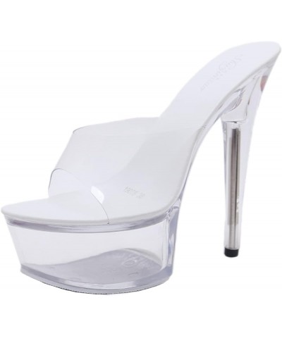 Platform High Heel 17Cm / 6.69In T Station Crystal Bottom Transparent Shoes, Super High Stiletto Heel Sandals Heels Slippers,...