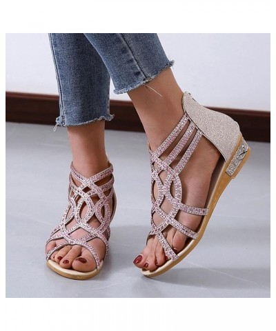 Wedge Sandals Flats For Women Flip Flops Slides For Women Platform Women Black Wedges Heeled Sandals For Women Beachy S Beige...